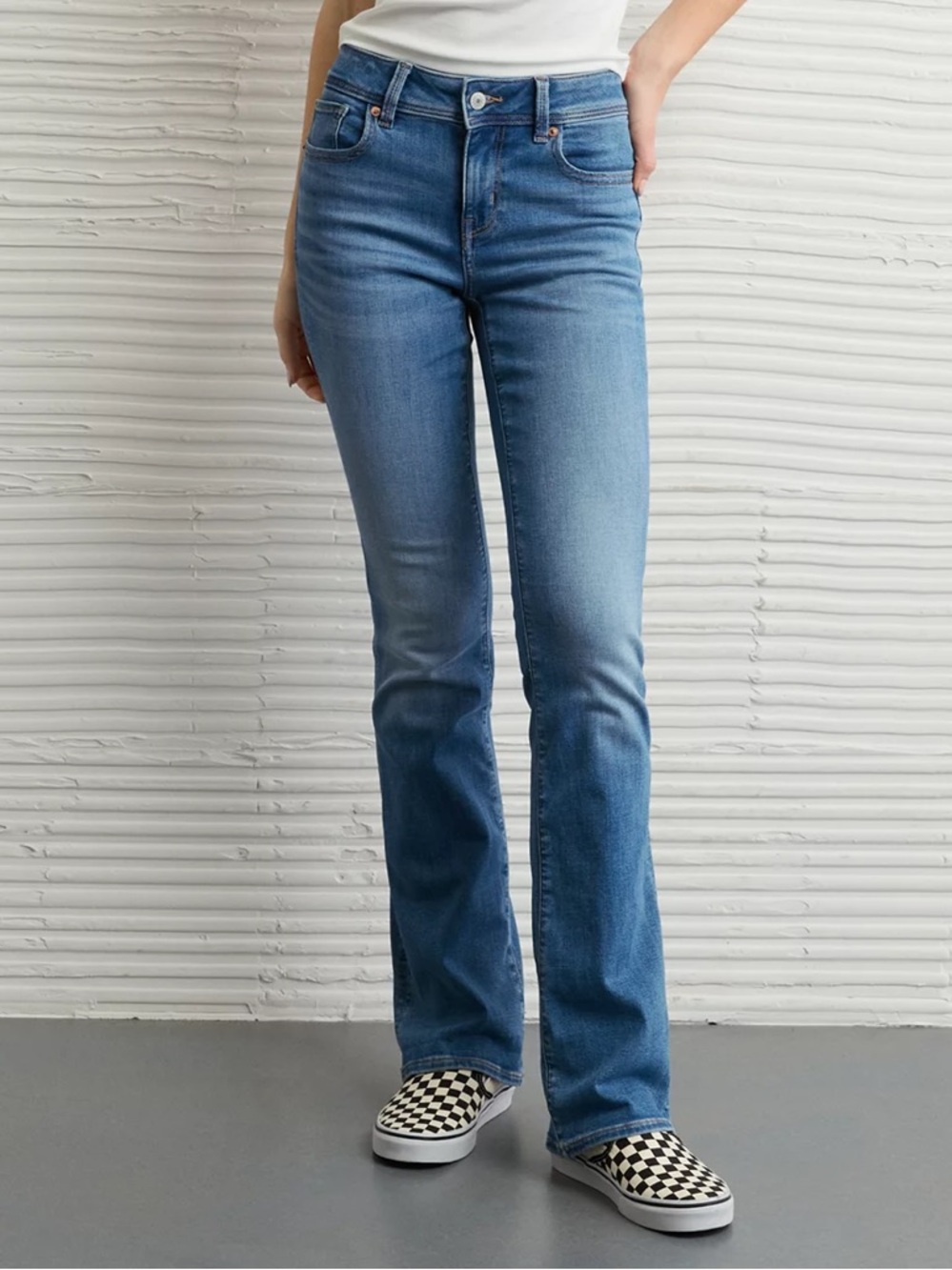 American Eagle 9.5” Mid-Rise Super Stretch “KickBoot” Bootcut Jeans